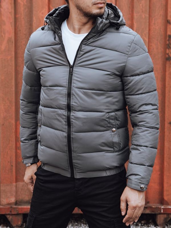 DStreet Kurtka zimowa męska pikowana z kapturem szara Dstreet