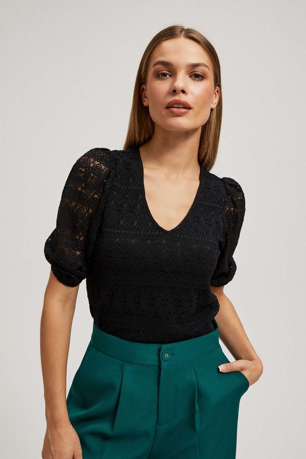 Moodo Lace blouse with puff sleeves