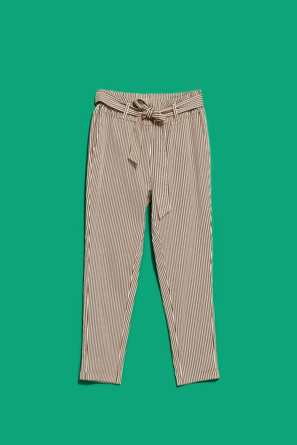 Moodo LADIES TROUSERS L-SP-4015 BROWN_OFF WHITE