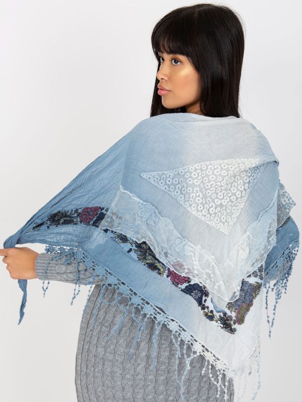 Fashionhunters Lady's blue scarf with decorative trim