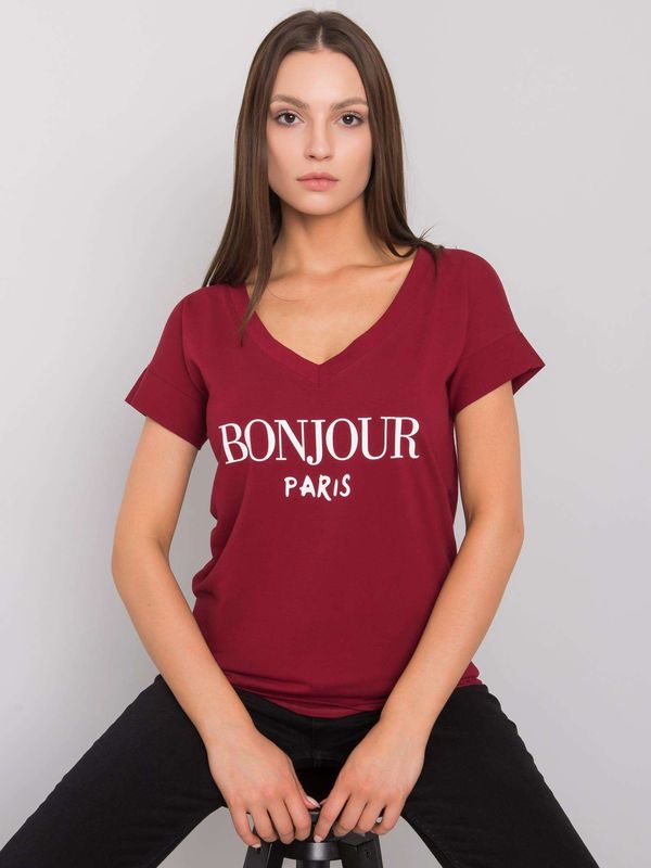 Fashionhunters Lady's chestnut T-shirt with print