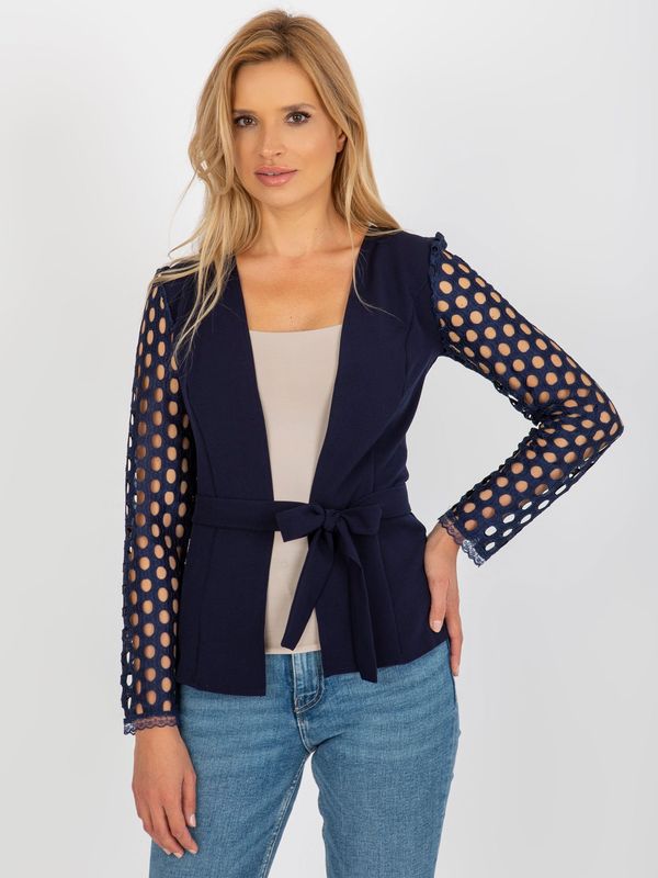 Fashionhunters Lady's dark blue jacket with decorative sleeves