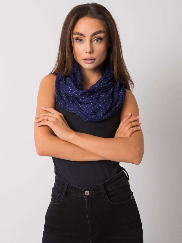 Fashionhunters Lady's dark blue-white scarf in polka dots