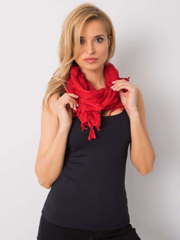 Fashionhunters Lady's red scarf with fringe