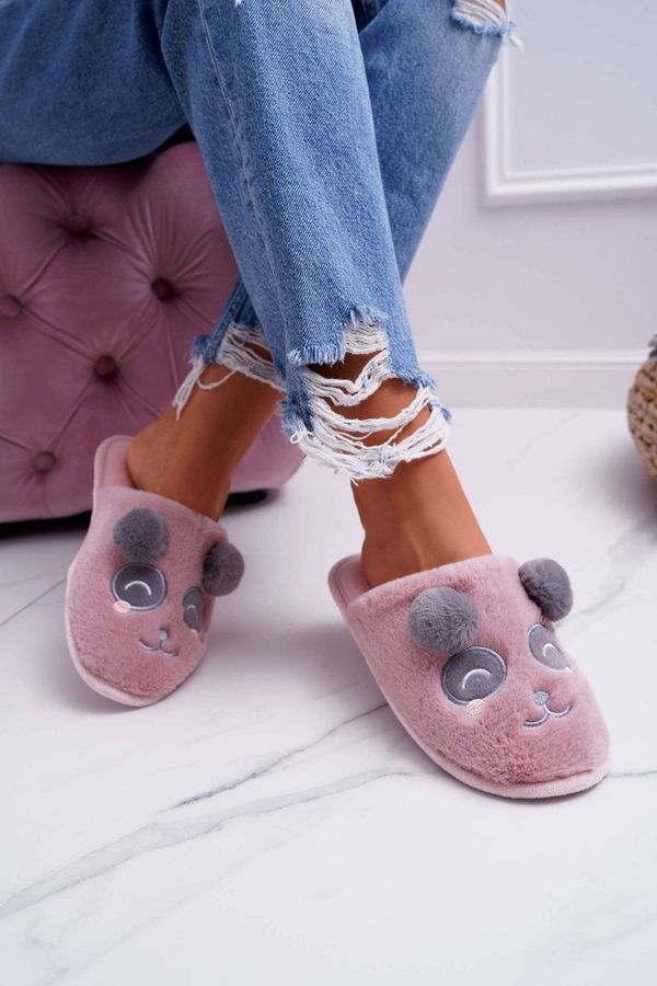 Kesi Lady's slippers with Panda fur Dark Pink Fimeo