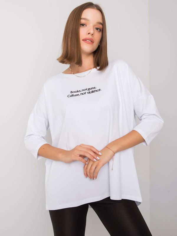 Fashionhunters Lady's white blouse with inscription