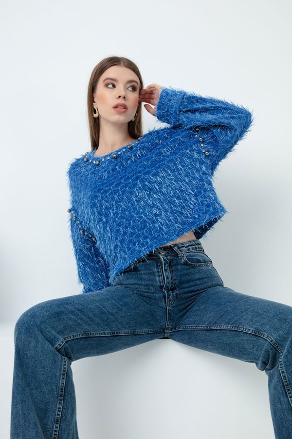Lafaba Lafaba Women's Blue Feather Silvery Sweater