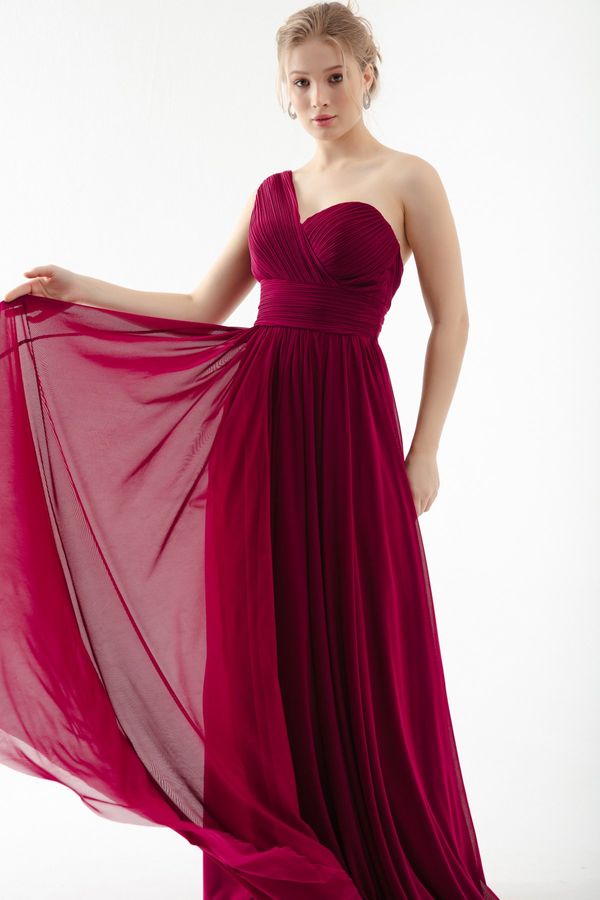 Lafaba Lafaba Women's Damson One-Shoulder Slit Long Evening Dress