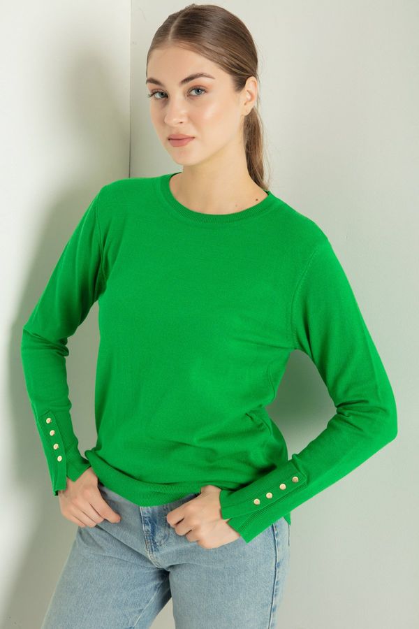 Lafaba Lafaba Women's Green Crew Neck Basic Knitwear Sweater