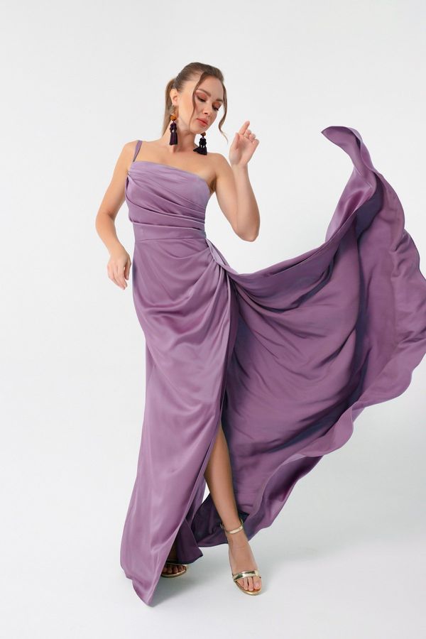 Lafaba Lafaba Women's Lavender One-Shoulder Satin Evening & Prom Dress