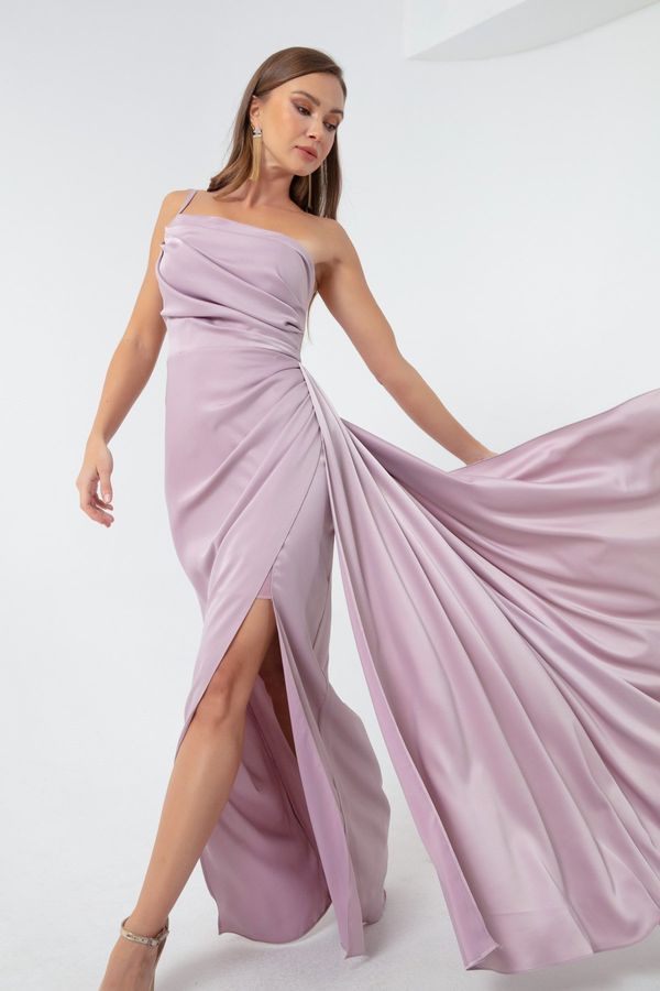 Lafaba Lafaba Women's Lilac One-Shoulder Satin Evening Dress & Prom Dress
