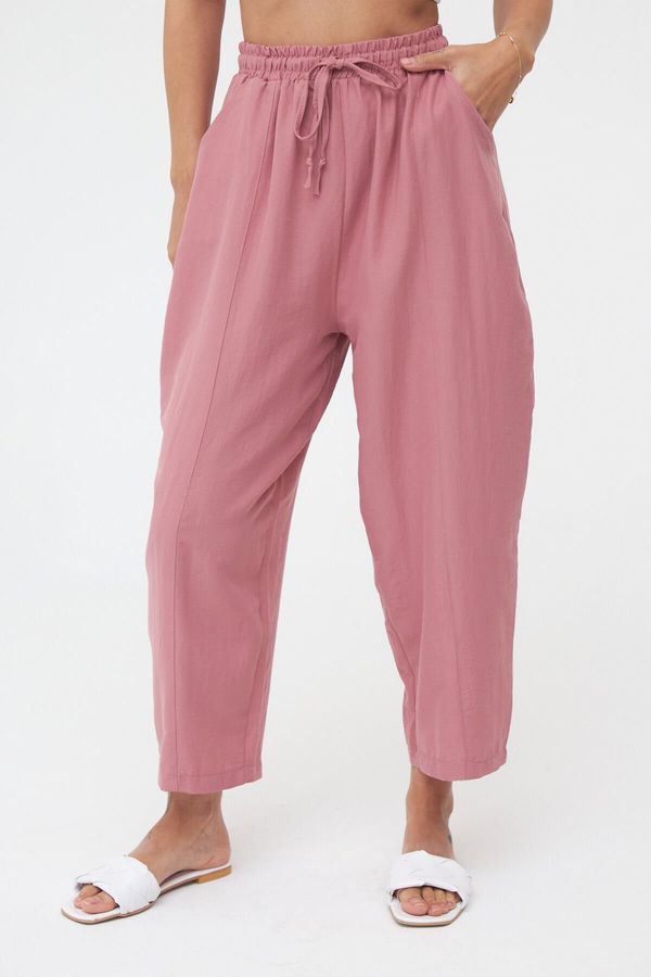 Laluvia Laluvia Pale Pink Pocket Ayrobin Baggy Trousers