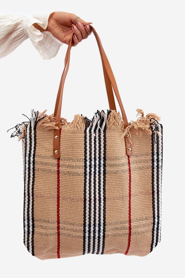 Kesi Large Woven Beach Bag Brown Avonas