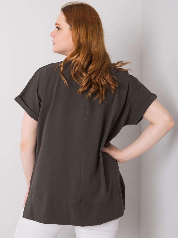 Fashionhunters Larger khaki blouse of larger size for women