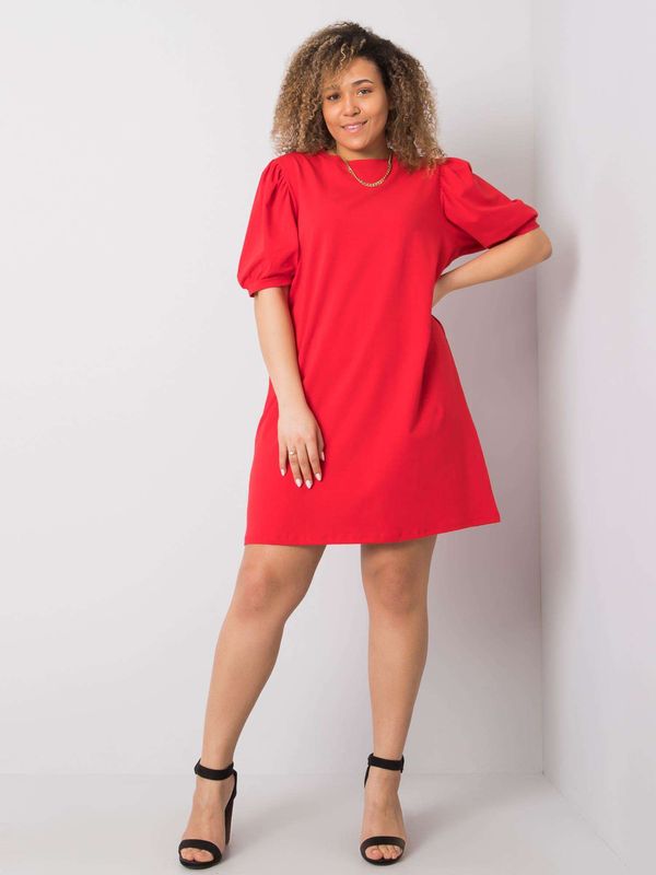 Fashionhunters Larger red cotton dress