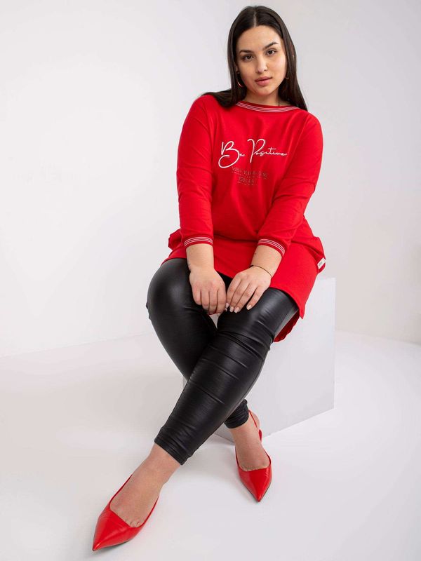 Fashionhunters Larger red jersey tunic with Blanche lettering