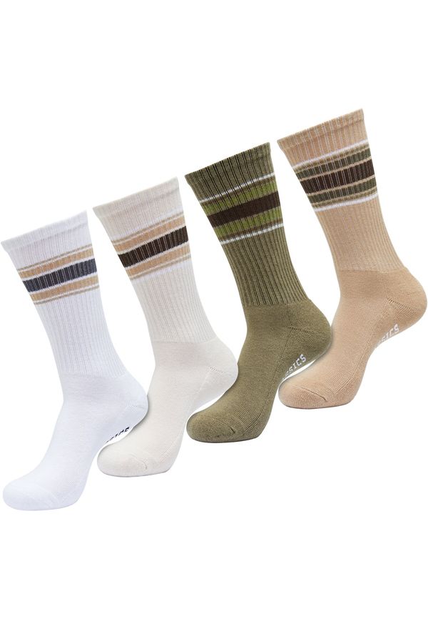 Urban Classics Layered Striped Socks 4-Pack White/White Sand/Tiniola/Beige