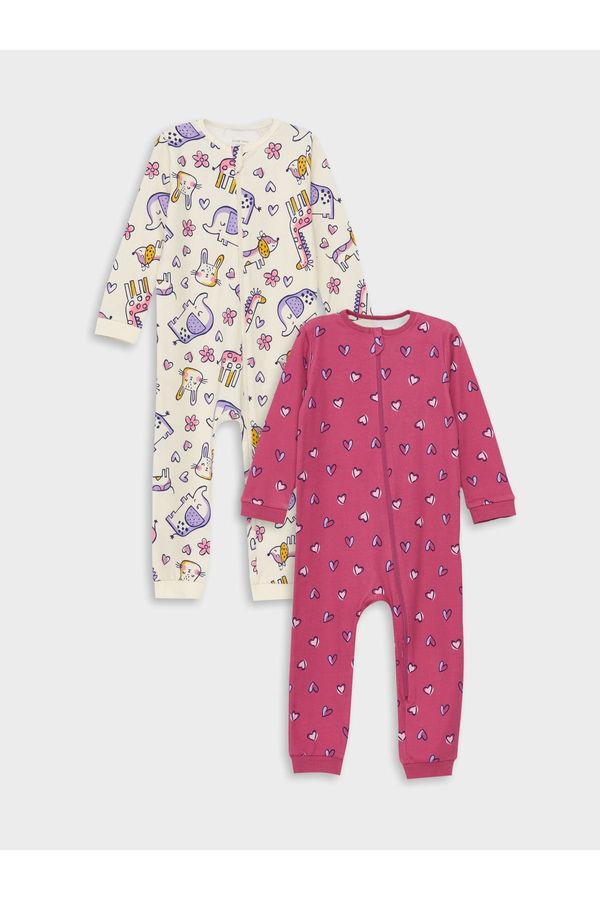 LC Waikiki LC Waikiki 2-Piece Crew Neck Long Sleeve Baby Girl Zippered Jumpsuit