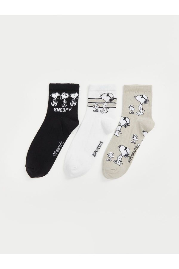 LC Waikiki LC Waikiki 3-Pack Snoopy Women's Printed Crew Neck Socks