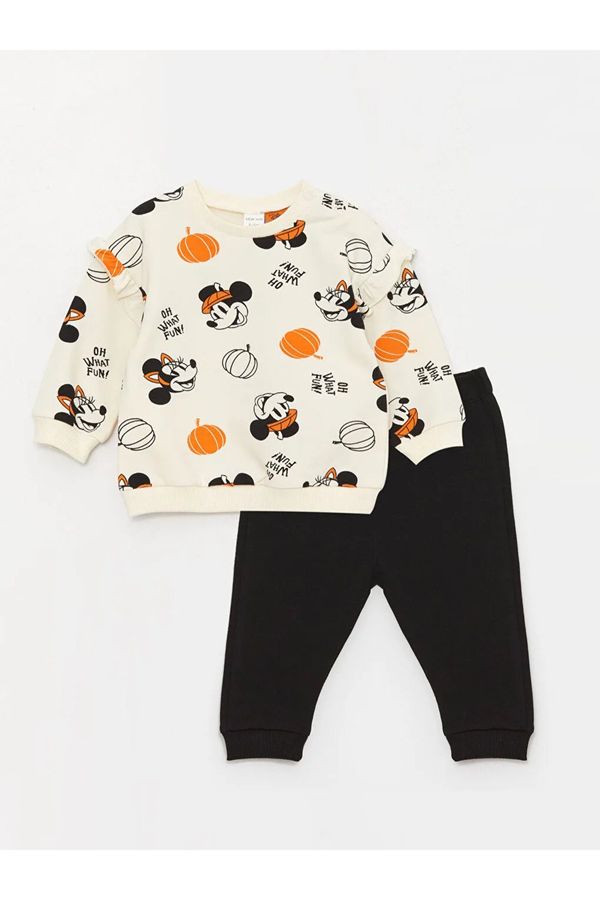 LC Waikiki LC Waikiki Baby Girl Disney Printed Sweatshirt and Tracksuit Bottom 2-Pack