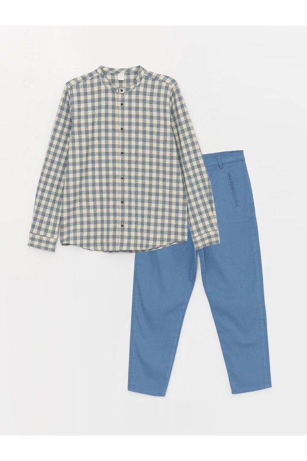 LC Waikiki LC Waikiki Big Collar Plaid Boys' Shirt and Trousers