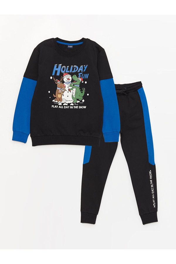 LC Waikiki LC Waikiki Boys' Crew Neck Christmas Theme Long Sleeve Sweatshirt and Sweatpants