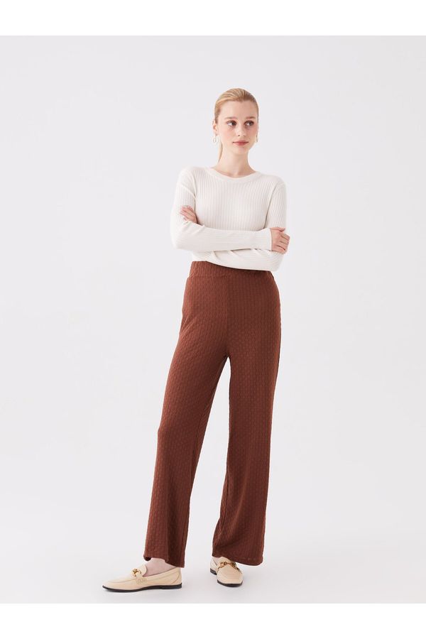 LC Waikiki LC Waikiki Comfortable Fit, Self Patterned Women's Trousers with Elastic Waist