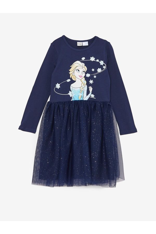 LC Waikiki LC Waikiki Crew Neck Elsa Printed Long Sleeve Girls' Dress