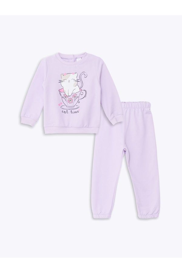 LC Waikiki LC Waikiki Crew Neck Long Sleeve Baby Girl Sweatshirt and Tracksuit Bottom 2-Piece Set