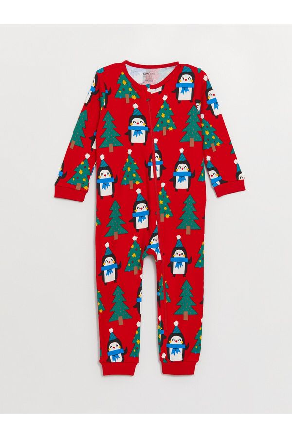 LC Waikiki LC Waikiki Crew Neck Long Sleeve Christmas Themed Baby Boy Jumpsuit