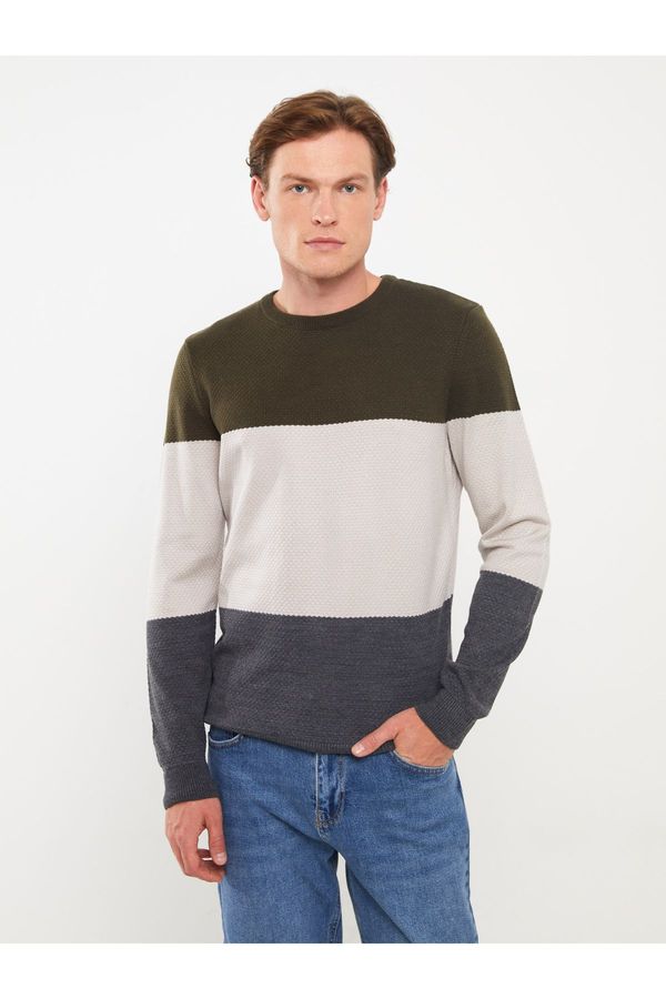 LC Waikiki LC Waikiki Crew Neck Long Sleeve Color Block Men's Knitwear Sweater