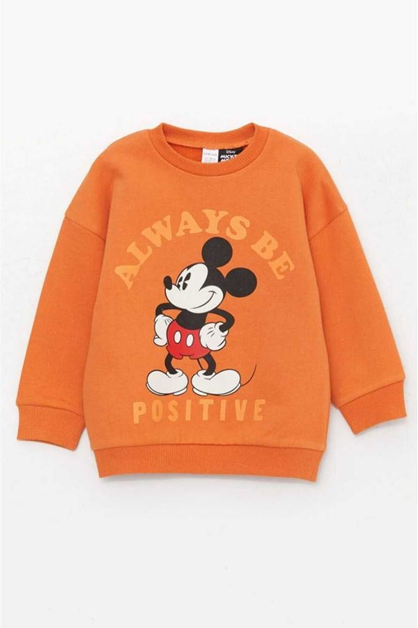 LC Waikiki LC Waikiki Crew Neck Long Sleeve Mickey Mouse Printed Baby Boy Sweatshirt