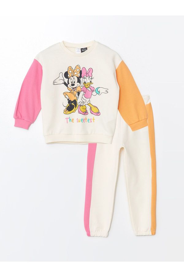 LC Waikiki LC Waikiki Crew Neck Long Sleeve Minnie Mouse Printed Baby Girl Sweatshirt and Tracksuit Bottom 2-Pack