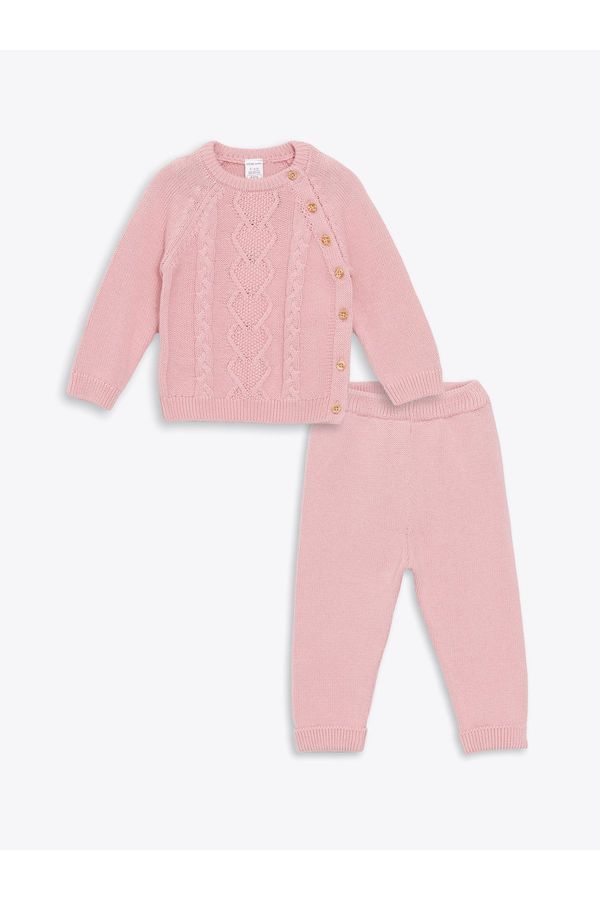 LC Waikiki LC Waikiki Crew Neck Long Sleeve Patterned Baby Girl Cardigan and Sweatpants 2-Piece Set