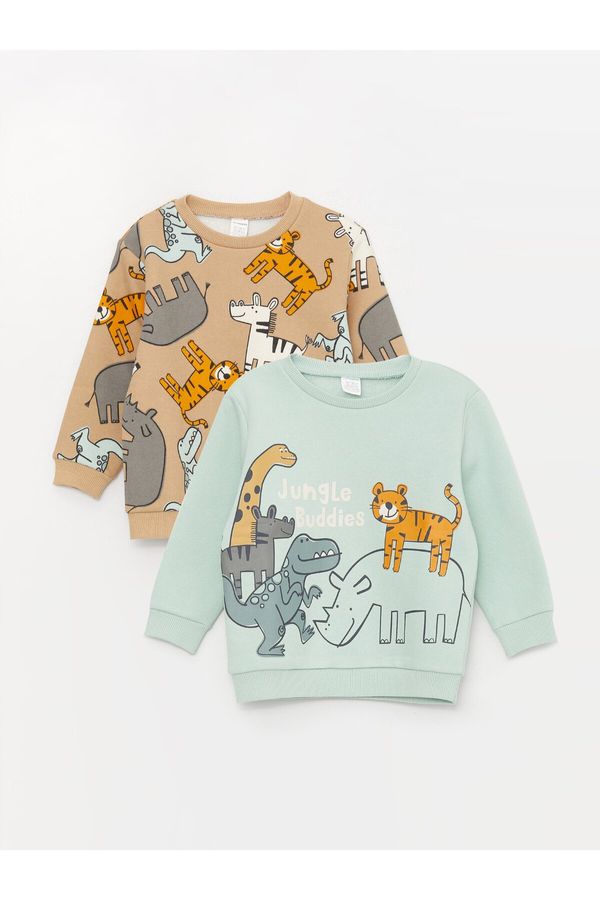 LC Waikiki LC Waikiki Crew Neck Long Sleeve Printed Baby Boy Sweatshirt 2 Pack