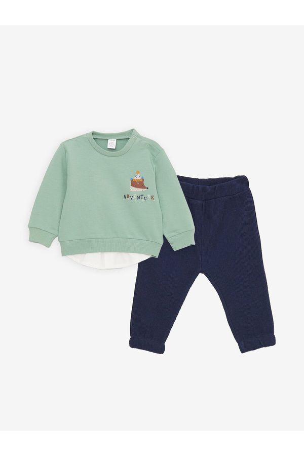 LC Waikiki LC Waikiki Crew Neck Long Sleeve Printed Baby Boy Sweatshirt and Pants 2-Piece