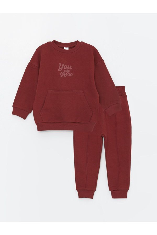 LC Waikiki LC Waikiki Crew Neck Long Sleeve Printed Baby Boy Sweatshirt and Sweatpants 2-Piece Set