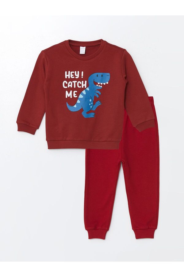 LC Waikiki LC Waikiki Crew Neck Long Sleeve Printed Baby Boy Sweatshirt and Tracksuit Bottom 2-Piece Set