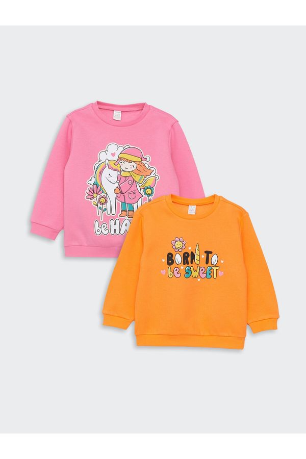 LC Waikiki LC Waikiki Crew Neck Long Sleeve Printed Baby Girl Sweatshirt 2 Pack