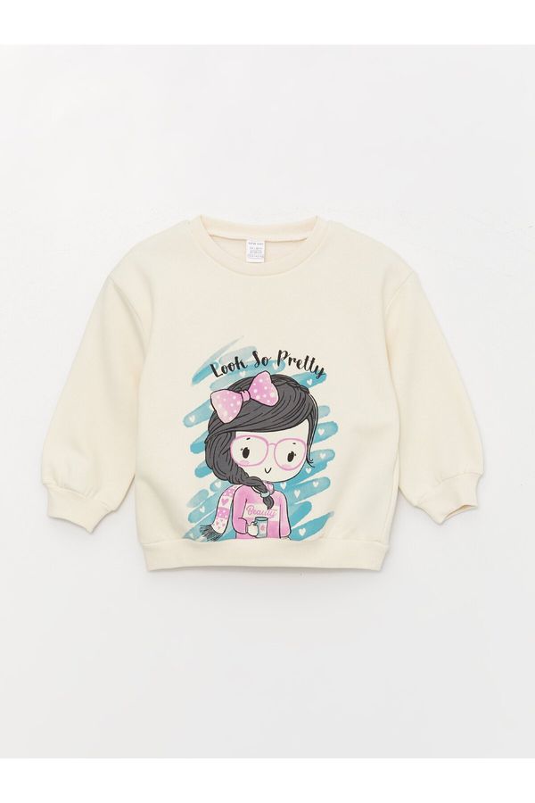 LC Waikiki LC Waikiki Crew Neck Long Sleeve Printed Baby Girl Sweatshirt