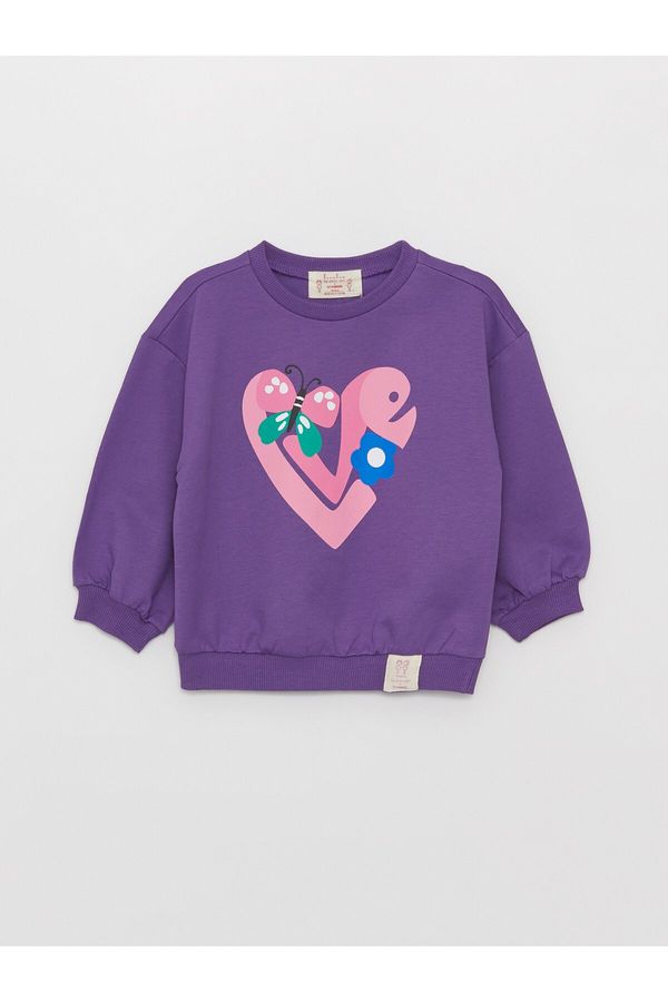 LC Waikiki LC Waikiki Crew Neck Long Sleeve Printed Baby Girl Sweatshirt Purple