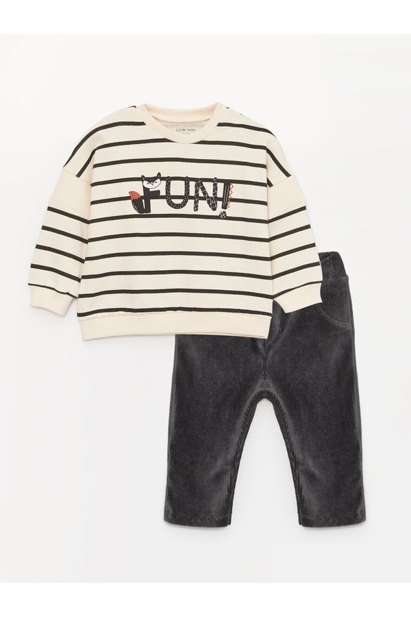 LC Waikiki LC Waikiki Crew Neck Long Sleeve Striped Baby Boy Sweatshirt and Trousers 2-Set