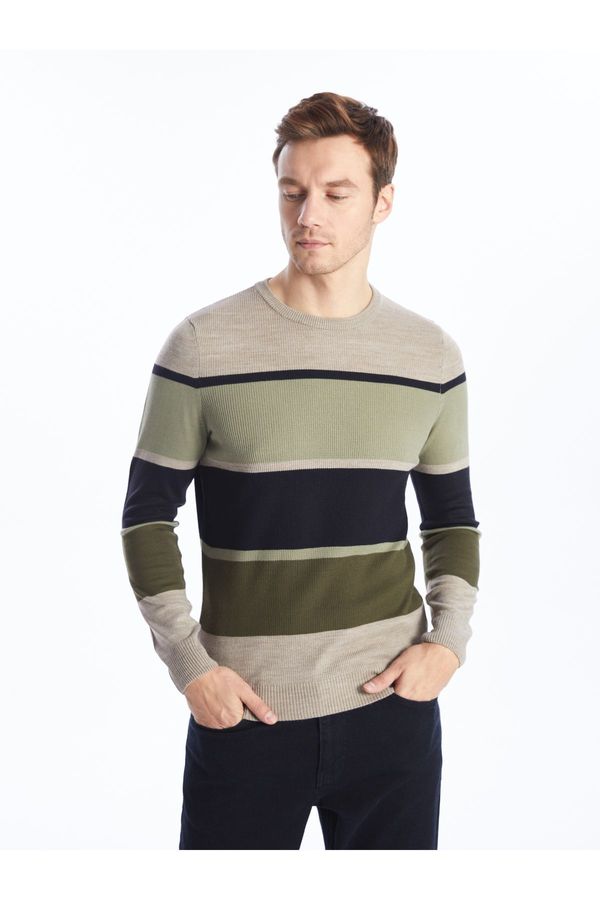 LC Waikiki LC Waikiki Crew Neck Long Sleeve Striped Men's Knitwear Sweater