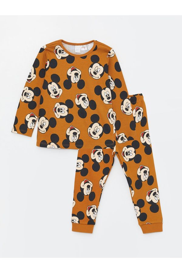 LC Waikiki LC Waikiki Crew Neck Mickey Mouse Printed Baby Boy Pajamas Set