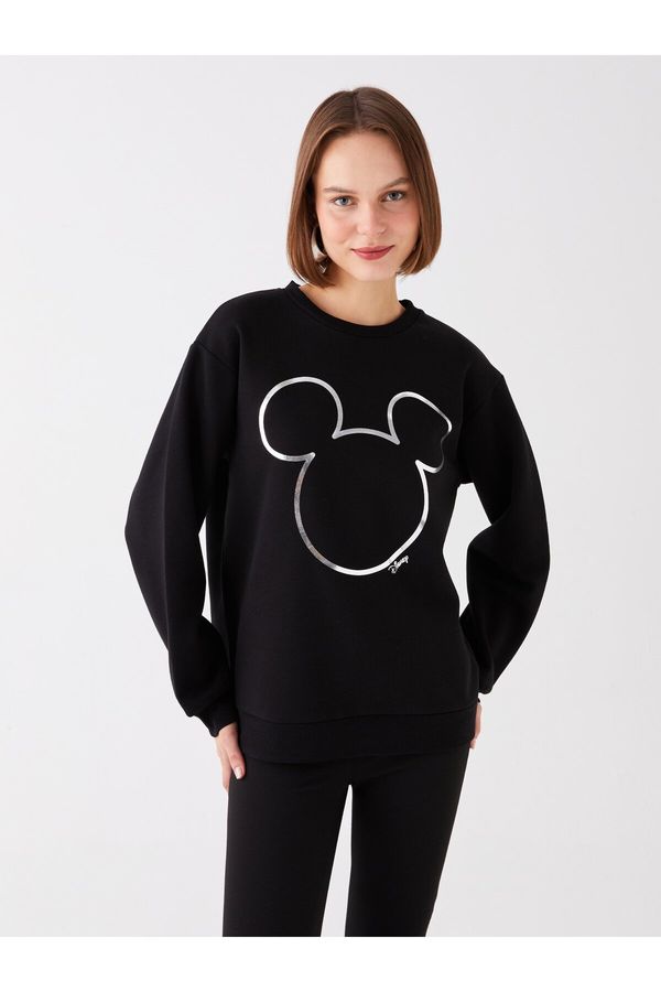 LC Waikiki LC Waikiki Crew Neck Mickey Mouse Printed Long Sleeve Oversize Women's Sweatshirt