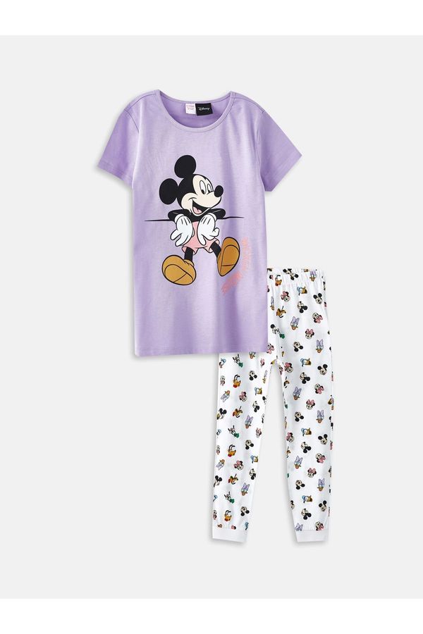 LC Waikiki LC Waikiki Crew Neck Mickey Mouse Printed Short Sleeve Girl's Pajama Set