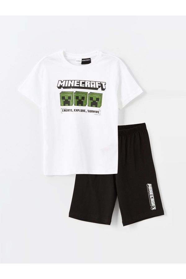 LC Waikiki LC Waikiki Crew Neck Minecraft Printed Boy Shorts Pajama Set