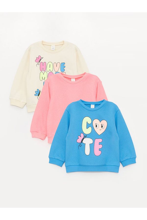 LC Waikiki LC Waikiki Crew Neck Printed Baby Girl Sweatshirt 3-Piece