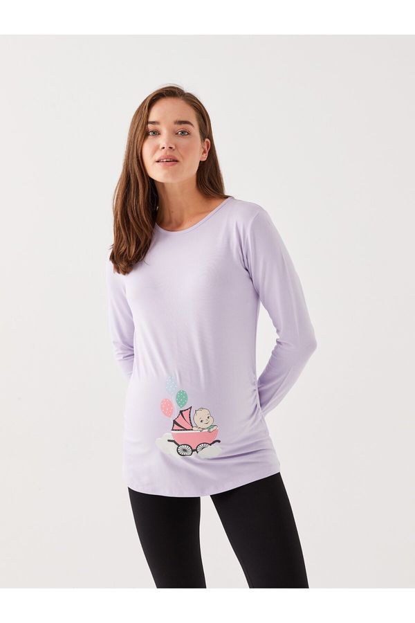 LC Waikiki LC Waikiki Crew Neck Printed Long Sleeve Maternity T-Shirt