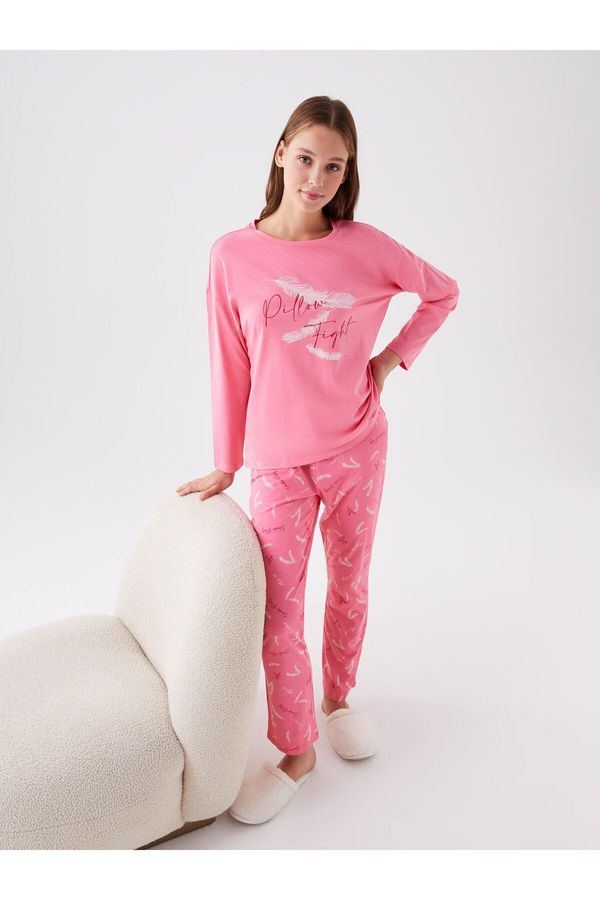 LC Waikiki LC Waikiki Crew Neck Printed Long Sleeve Women's Pajama Set